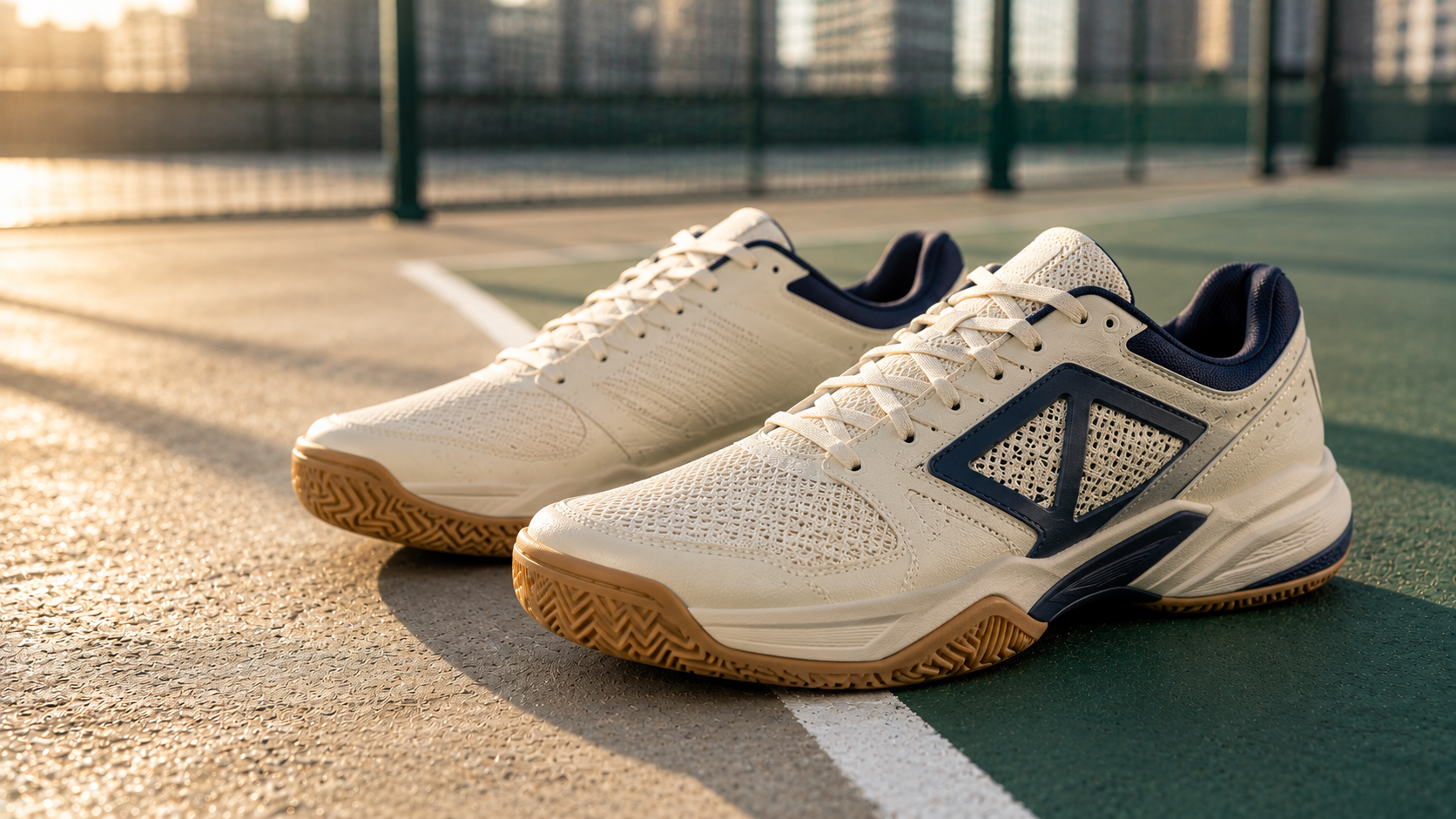 Court shoes on a hard court surface
