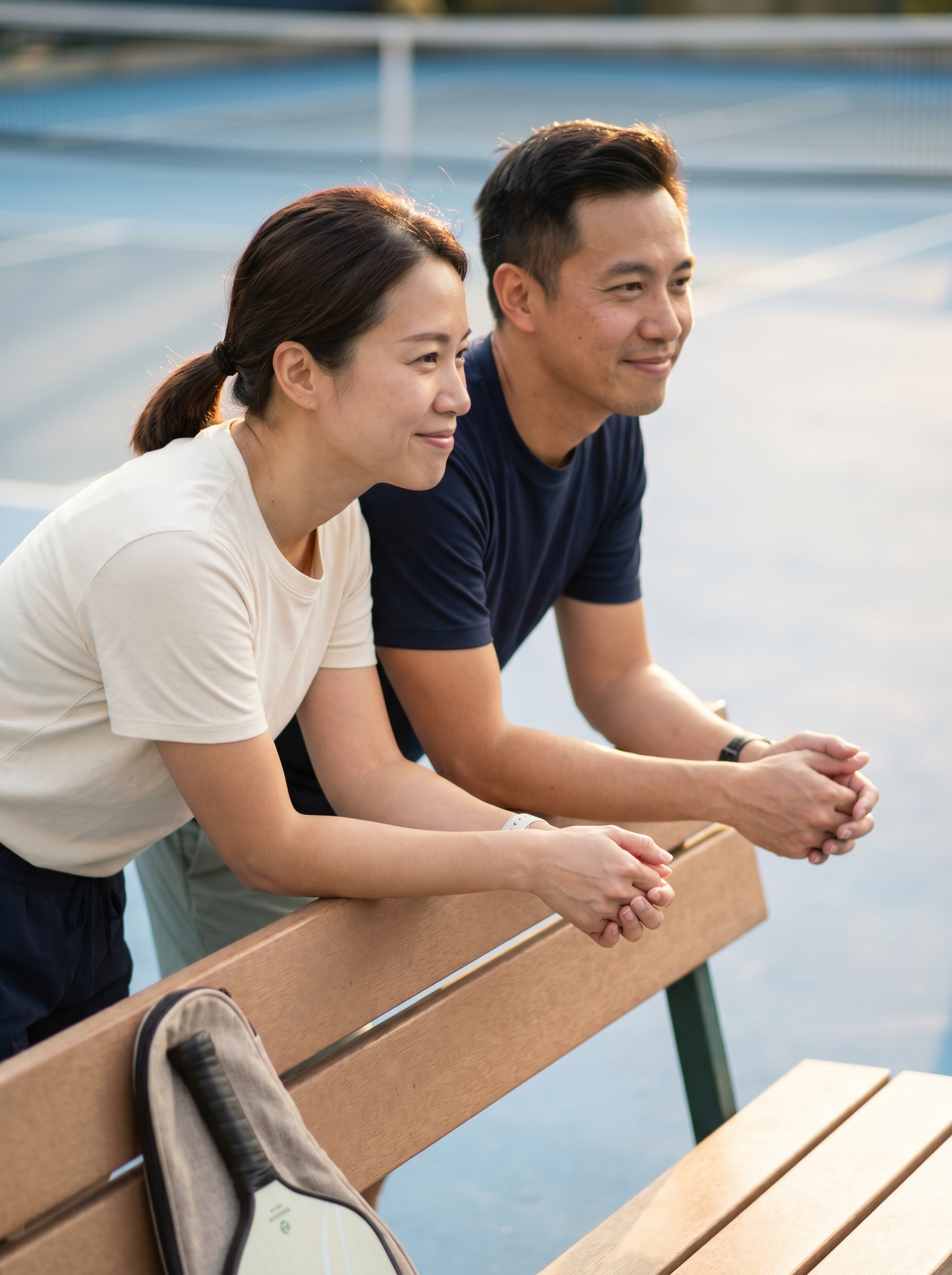 Parent sitting courtside watching their kid practice